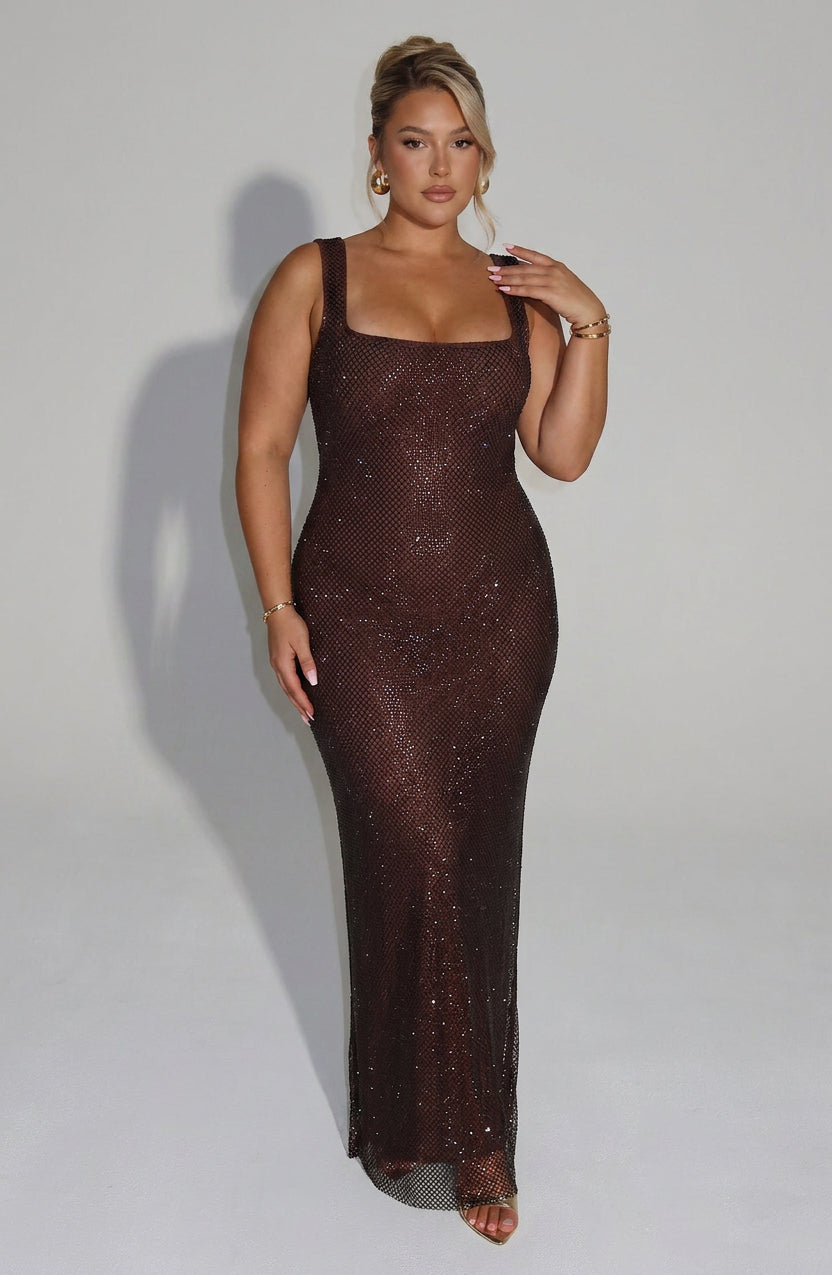 Keira | Sequin Square Neck Maxi Dress