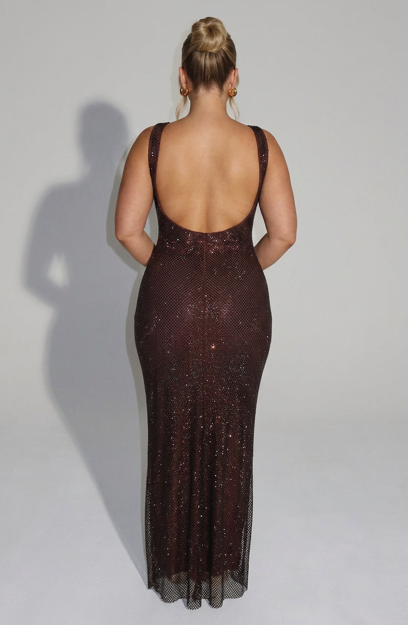 Keira | Sequin Square Neck Maxi Dress