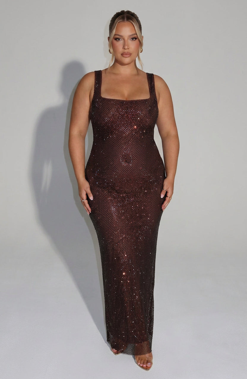 Keira | Sequin Square Neck Maxi Dress