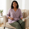 Tiffany | Linen Embroidered V-Neck Top
