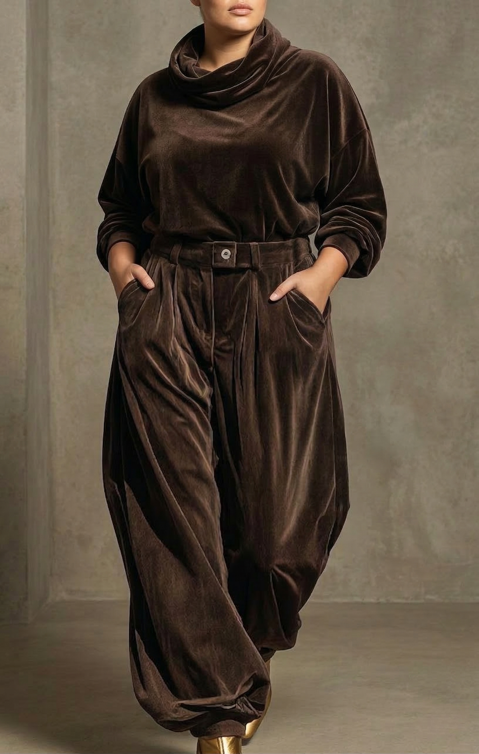 Daisy | Velvet Cowl Neck Two-Piece Set