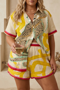 Susannah | Abstract Collared Two-Piece Shorts Set