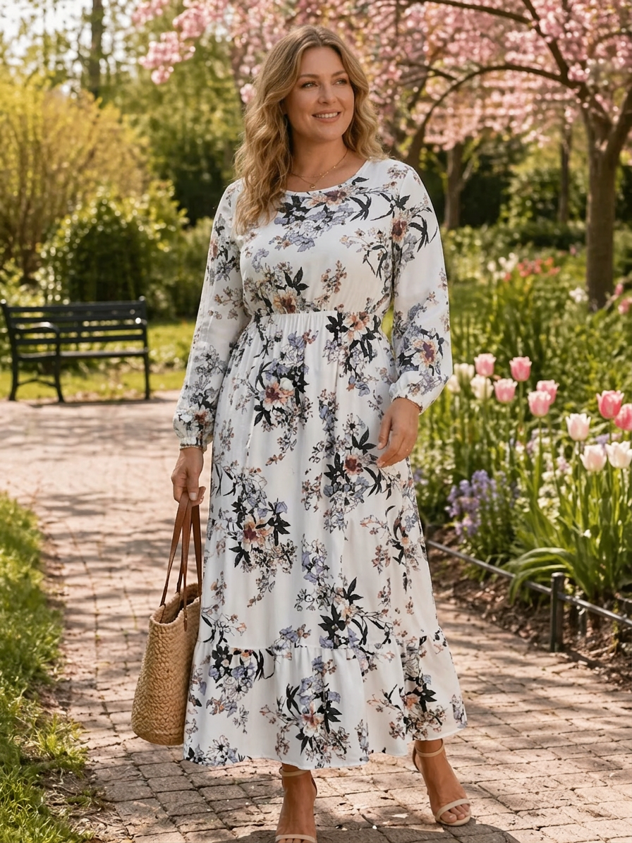 Quinn Floral Round Neck Maxi Dress
