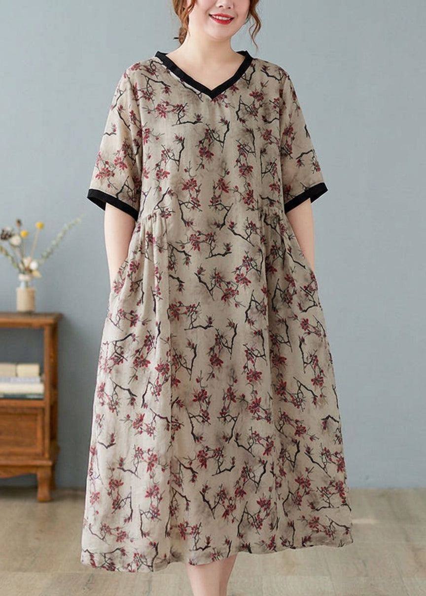 Rachel Linen Floral V-Neck Maxi Dress – view 2