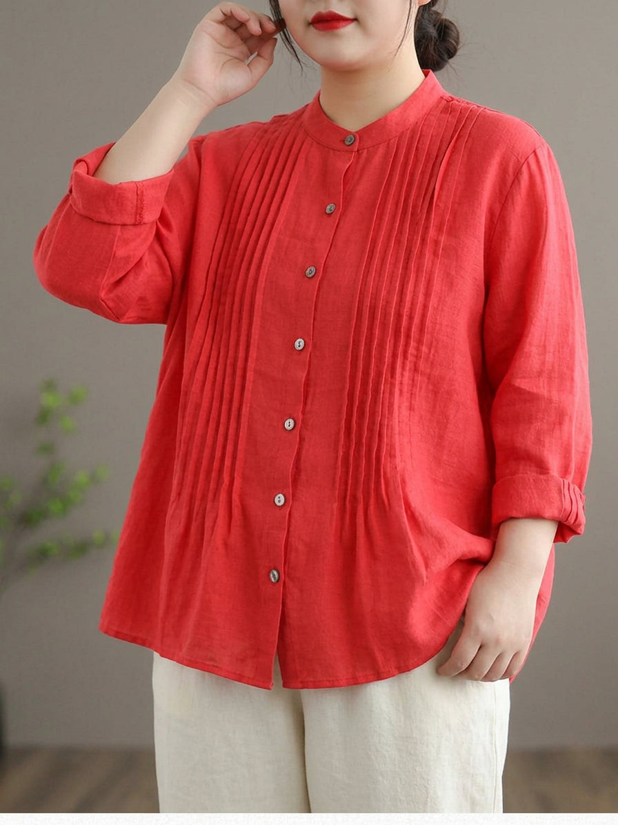 Jennifer | Linen Mock Neck Blouse