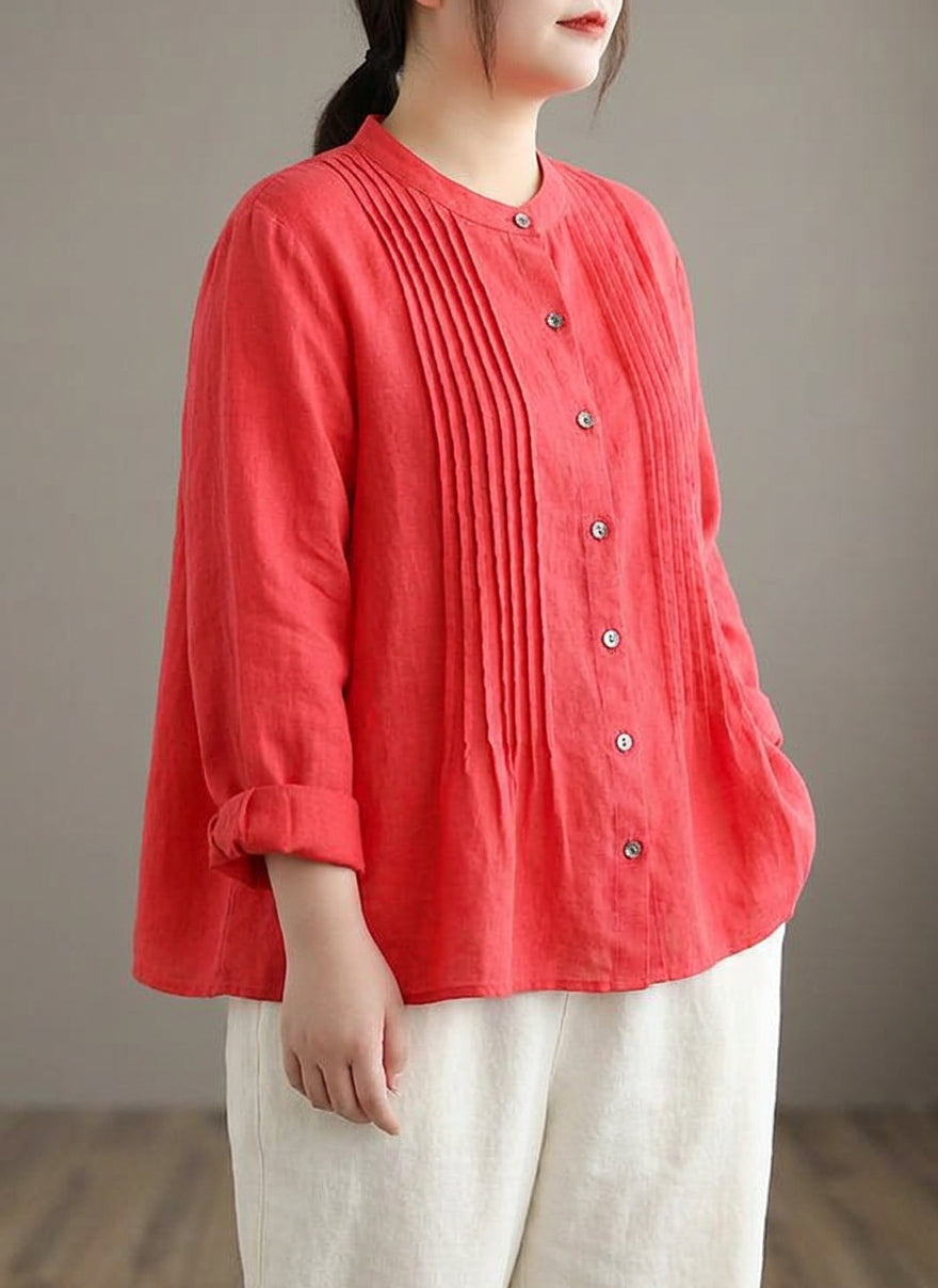 Jennifer | Linen Mock Neck Blouse