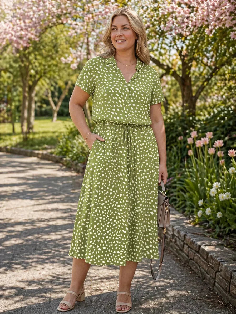 Rita Polka Dot V-Neck Midi Dress