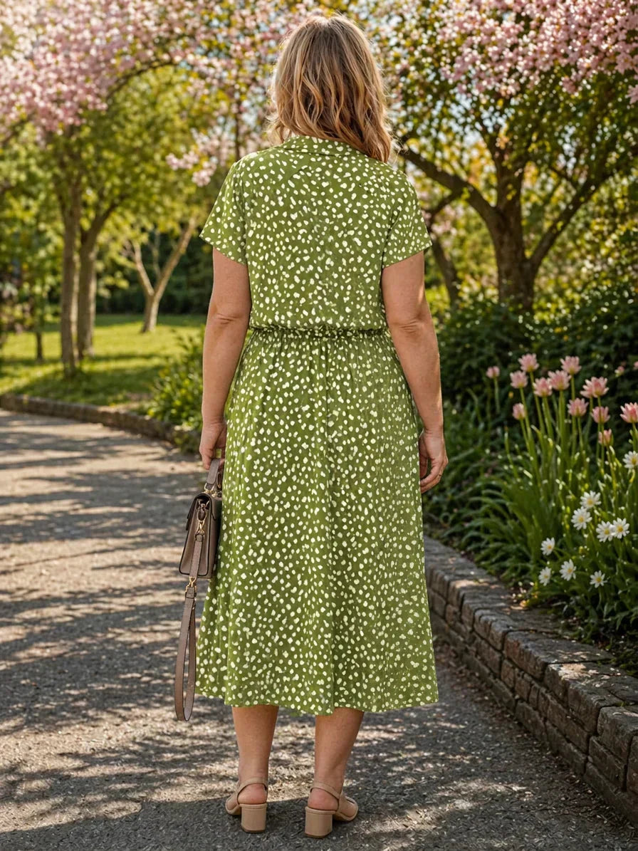 Rita Polka Dot V-Neck Midi Dress – view 2