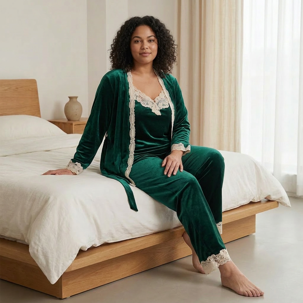 Rosalie Velvet Two-Piece Pyjama Set – view 3