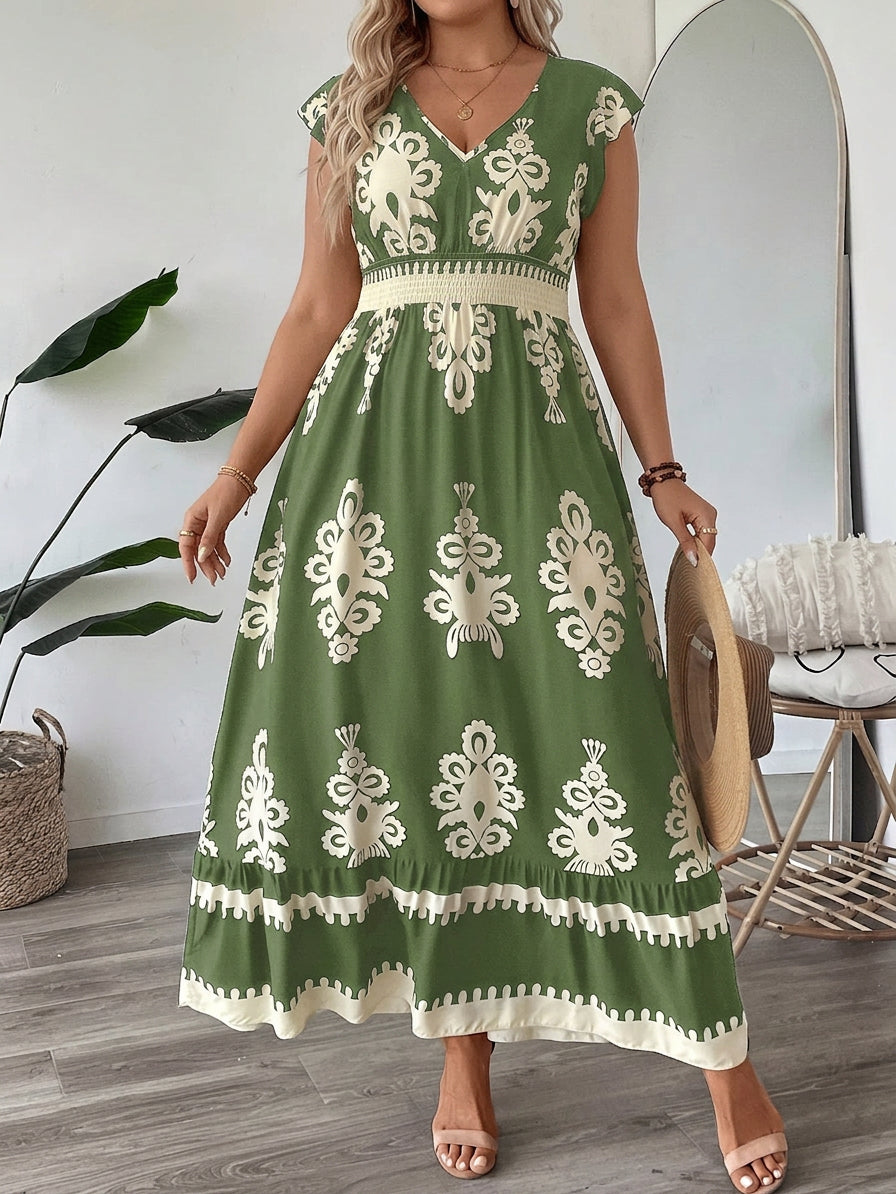 Ruth Border Print V-Neck Maxi Dress – view 4