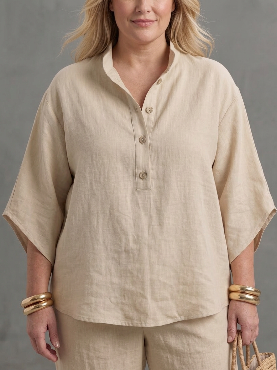 Sabrina Linen Collared Two-Piece Set – view 10