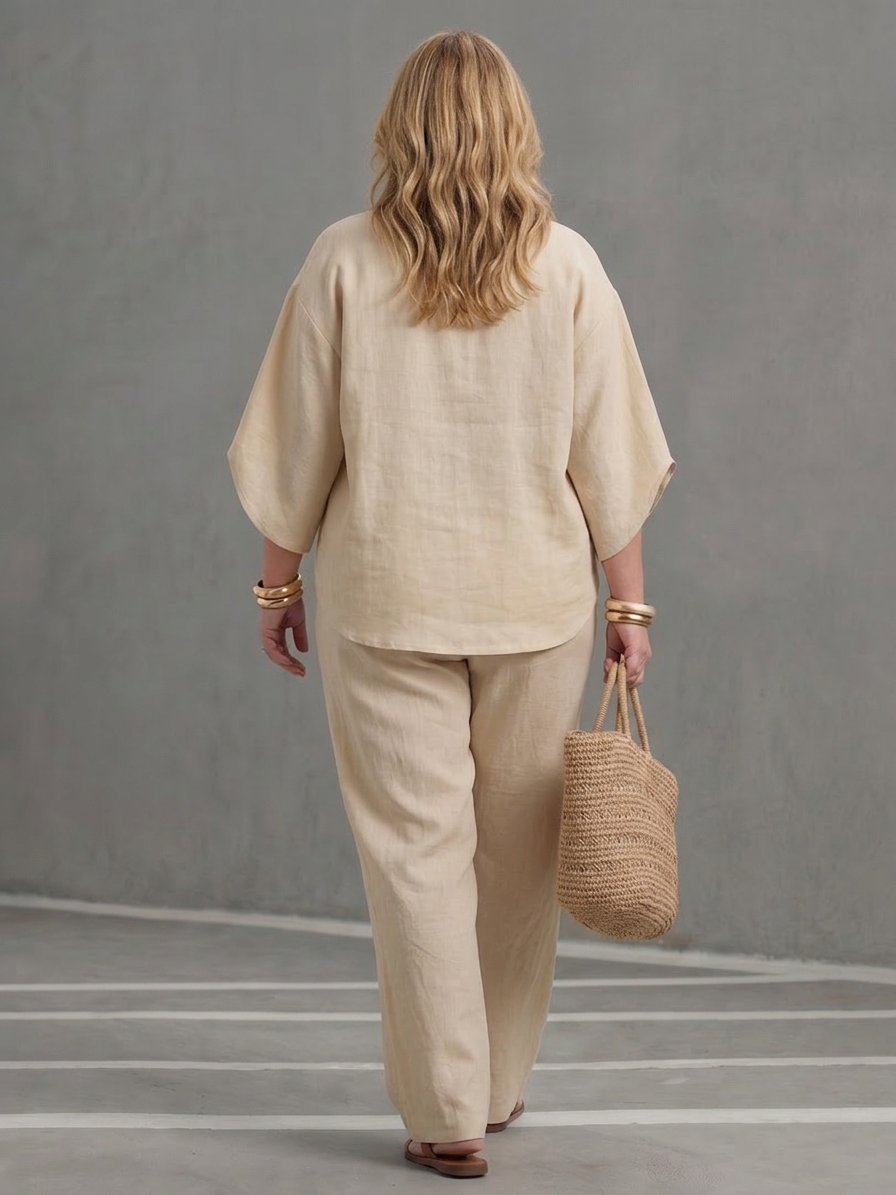 Sabrina Linen Collared Two-Piece Set – view 11