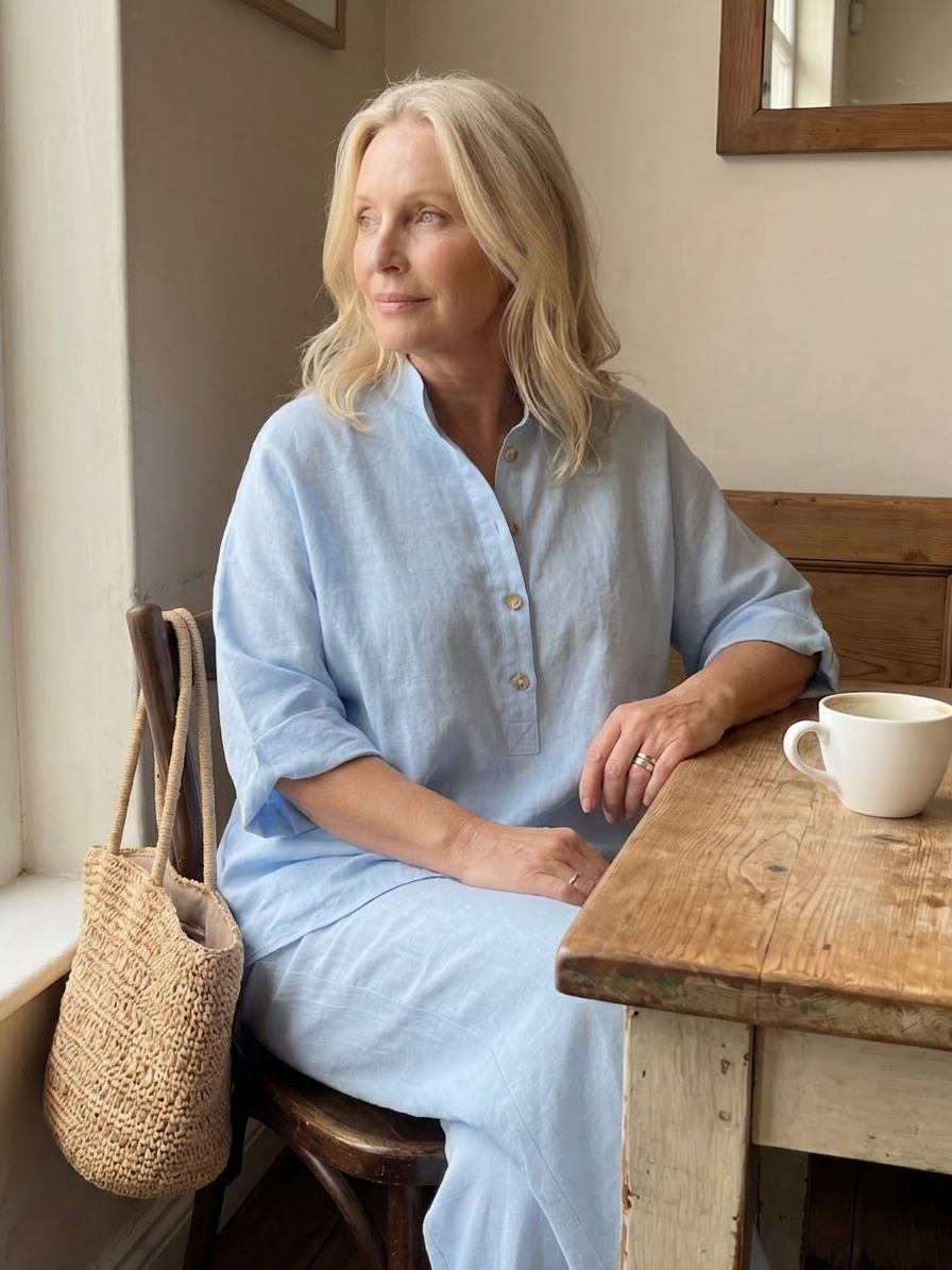 Sabrina Linen Collared Two-Piece Set – view 12