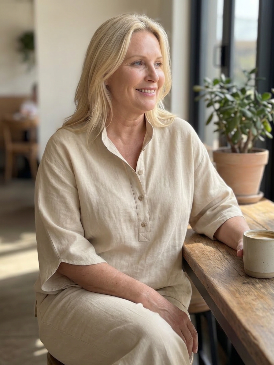 Sabrina Linen Collared Two-Piece Set – view 14