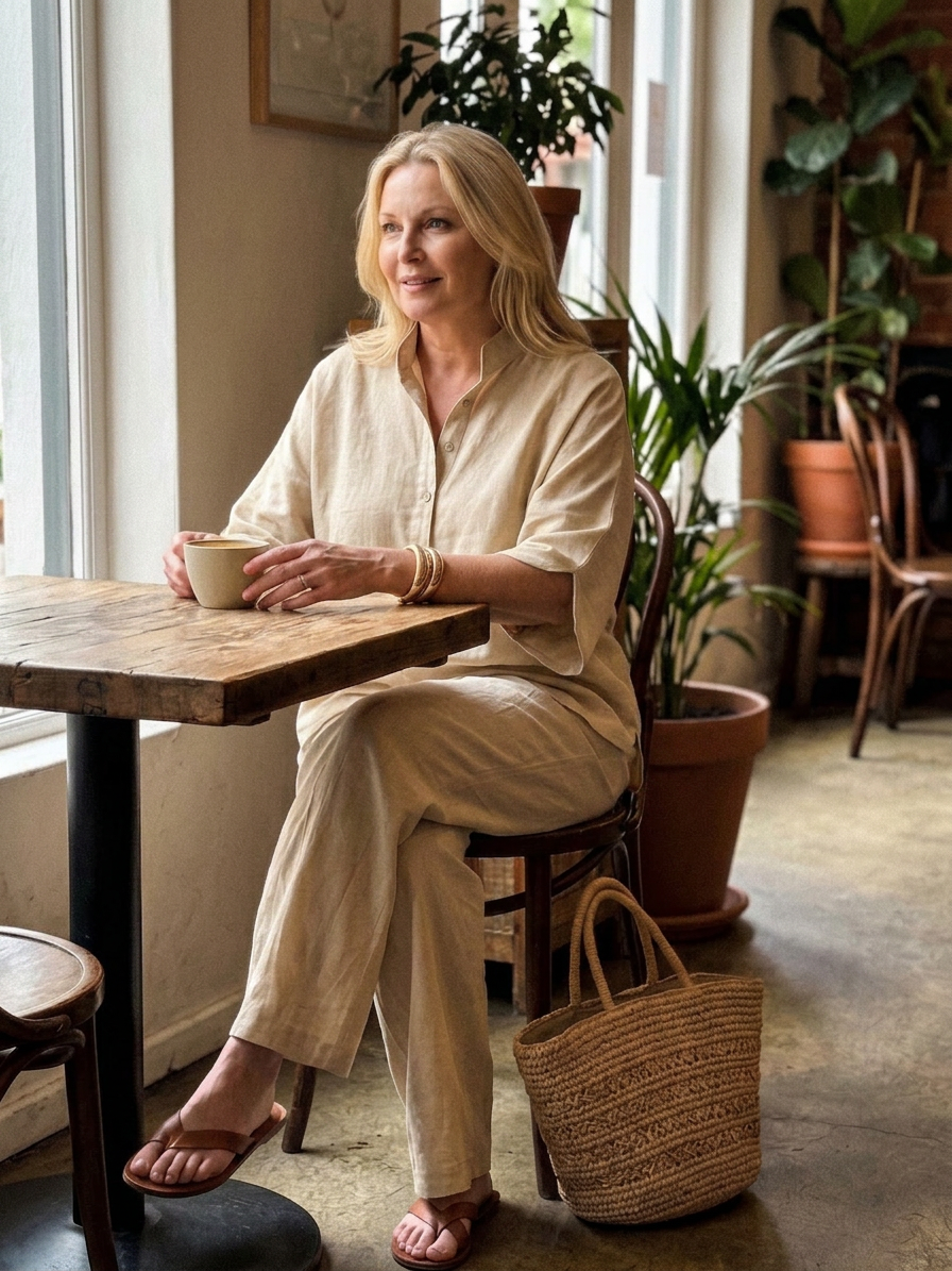 Sabrina Linen Collared Two-Piece Set – view 15