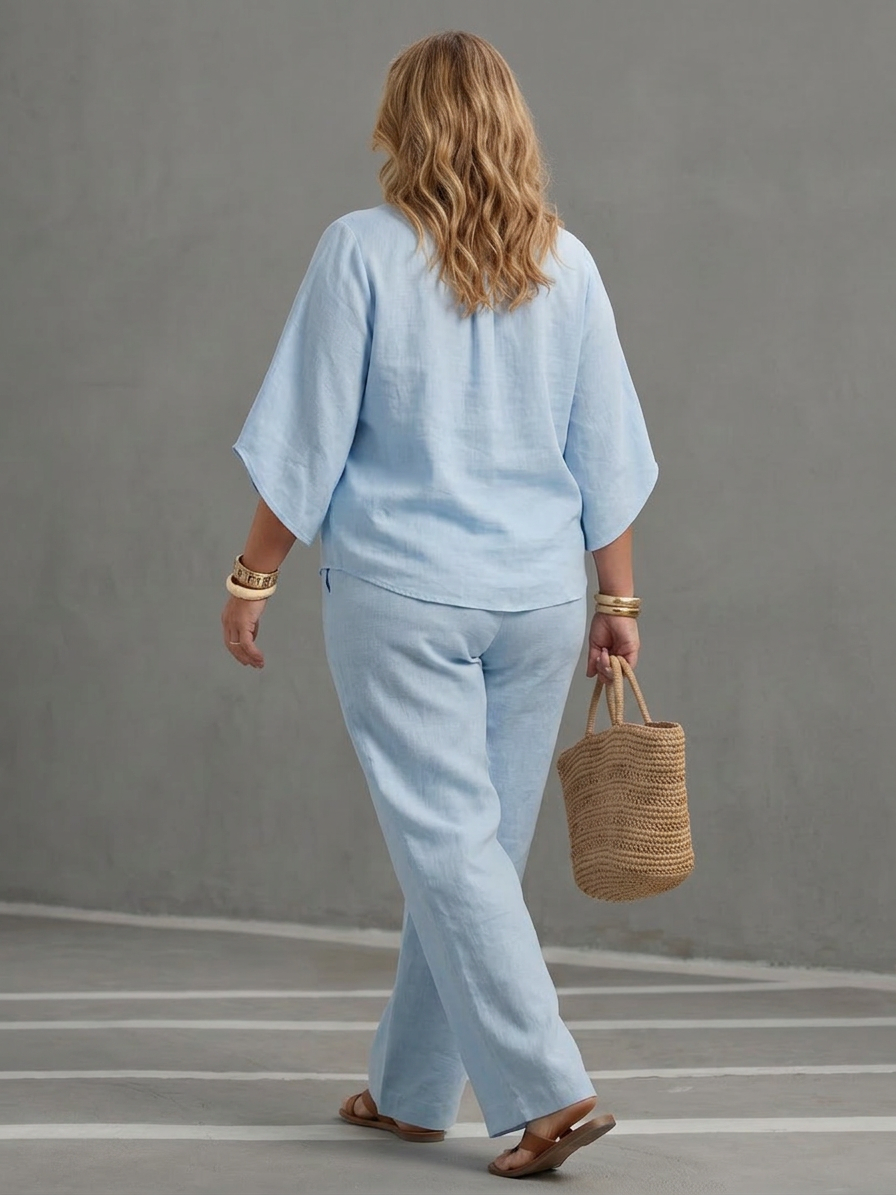 Sabrina Linen Collared Two-Piece Set – view 4