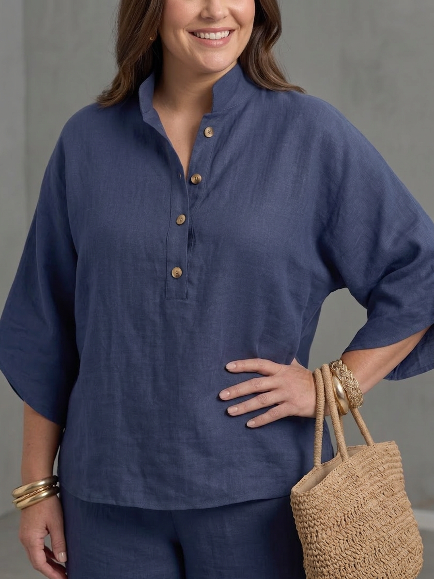Sabrina Linen Collared Two-Piece Set – view 6