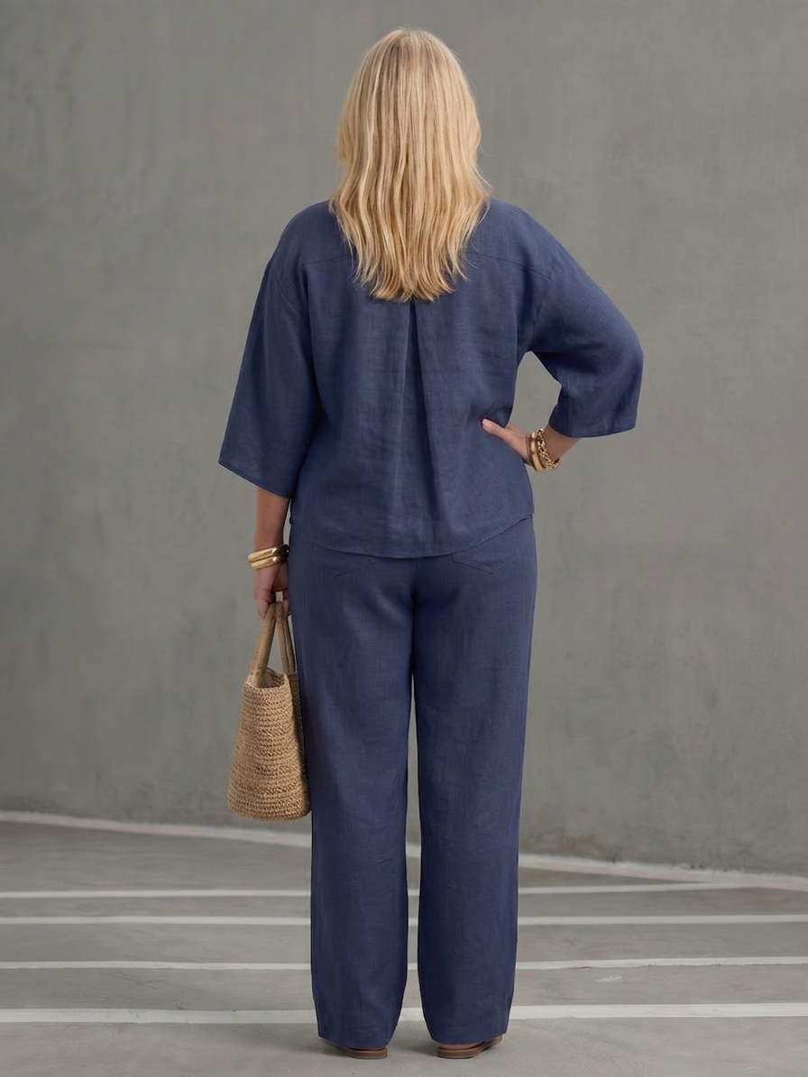 Sabrina Linen Collared Two-Piece Set – view 7