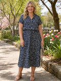 Sadie Polka Dot Collared Midi Dress
