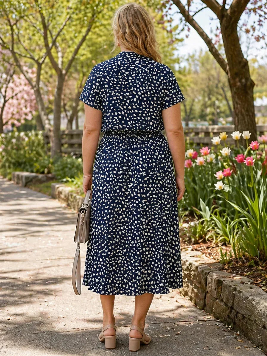 Sadie Polka Dot Collared Midi Dress – view 2