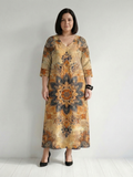 Sally Damask V-Neck Midi Dress