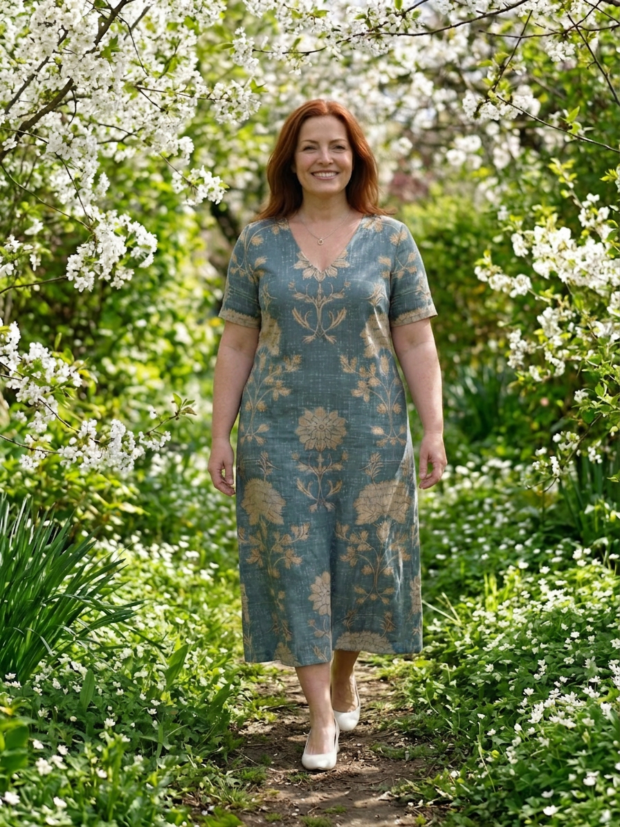 Salma Floral V-Neck Midi Dress – view 4
