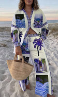 Scarlett Tropical Collared Two-Piece Set