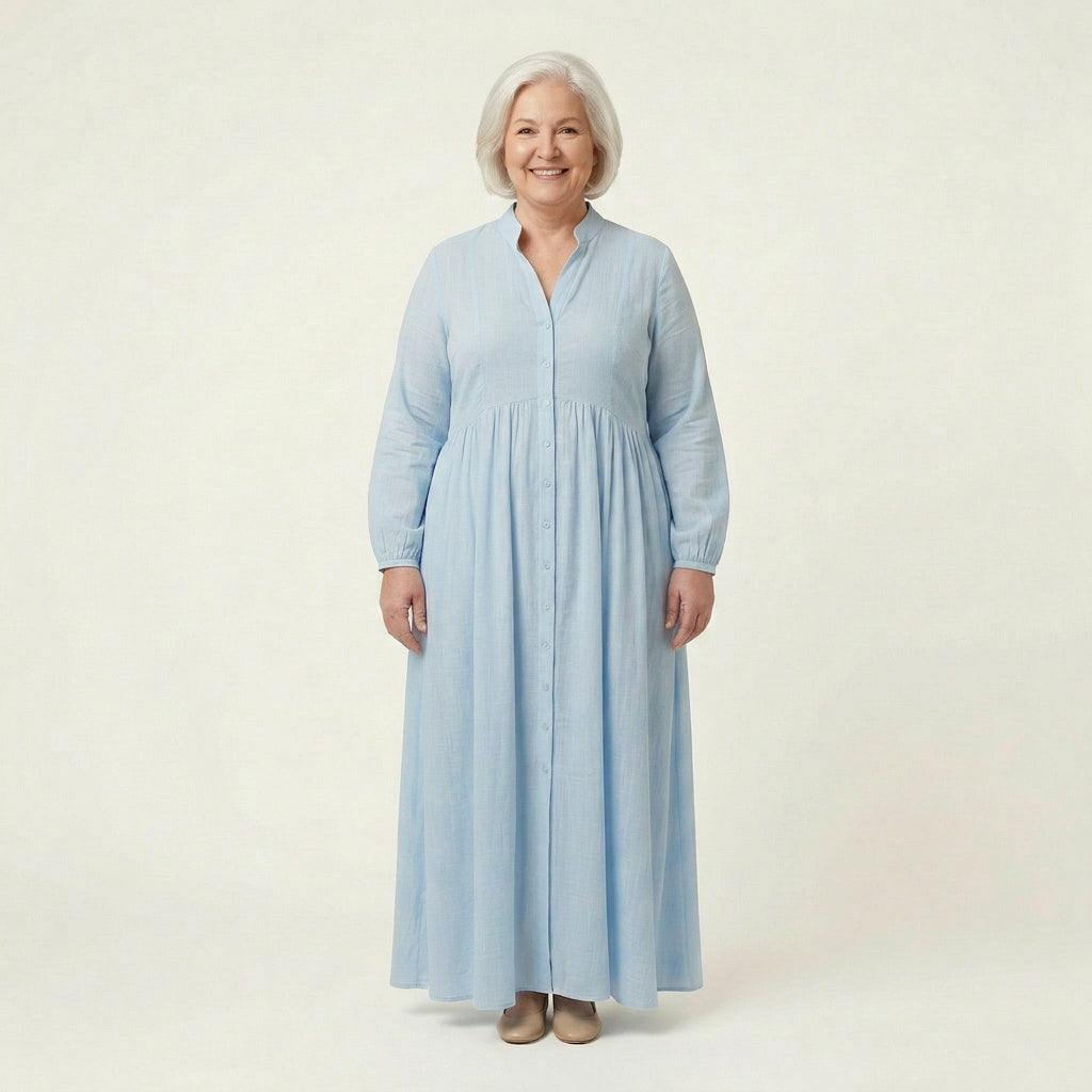 Shelby Linen Mock Neck Maxi Dress – view 2