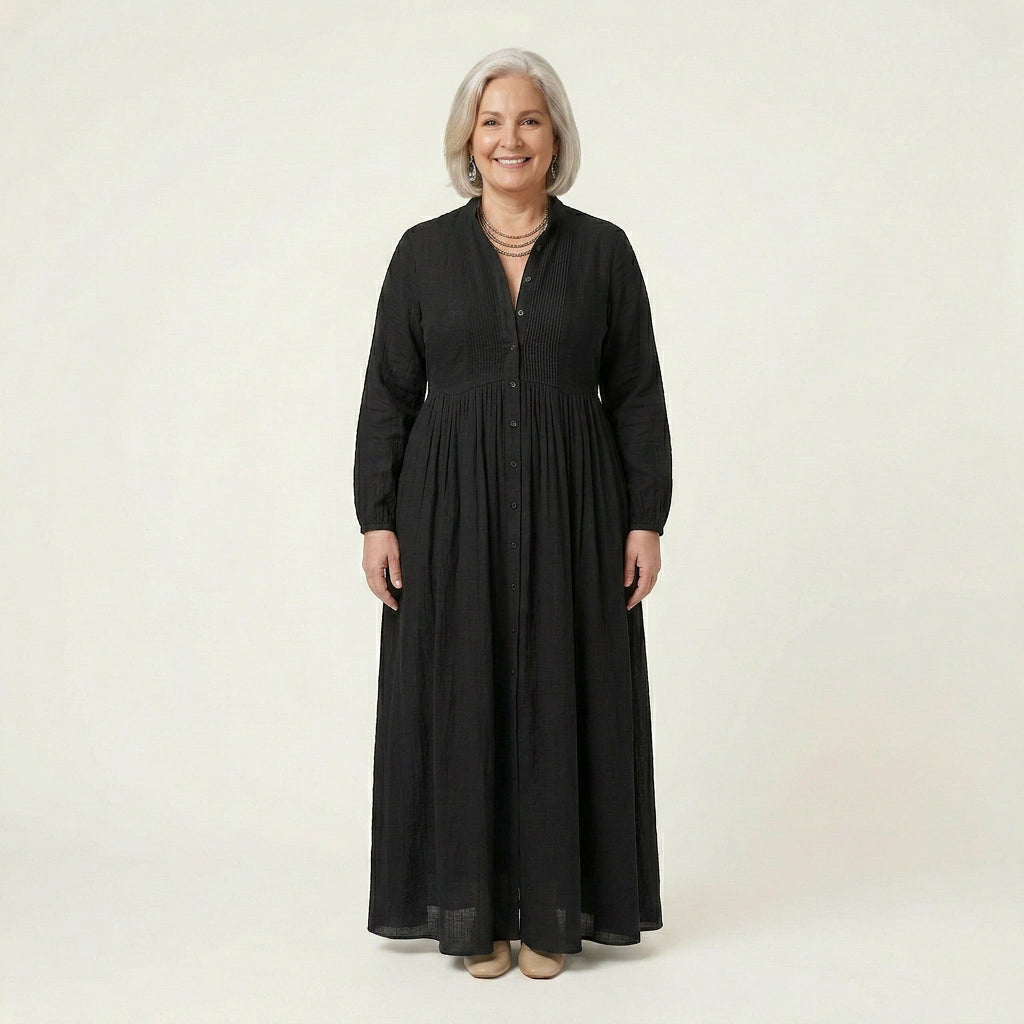 Shelby Linen Mock Neck Maxi Dress – view 3