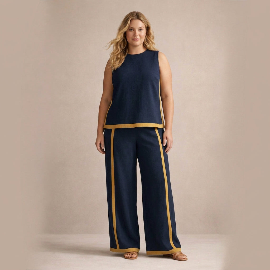 Sienna Denim Striped Sleeveless Two-Piece Set – view 2