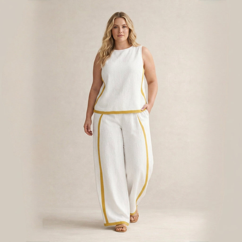 Sienna Denim Striped Sleeveless Two-Piece Set – view 3