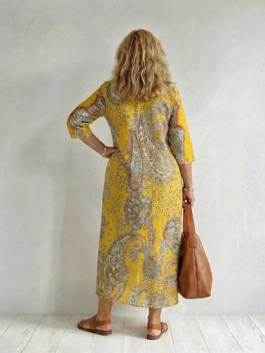 Sloane Paisley V-Neck Midi Dress – view 2