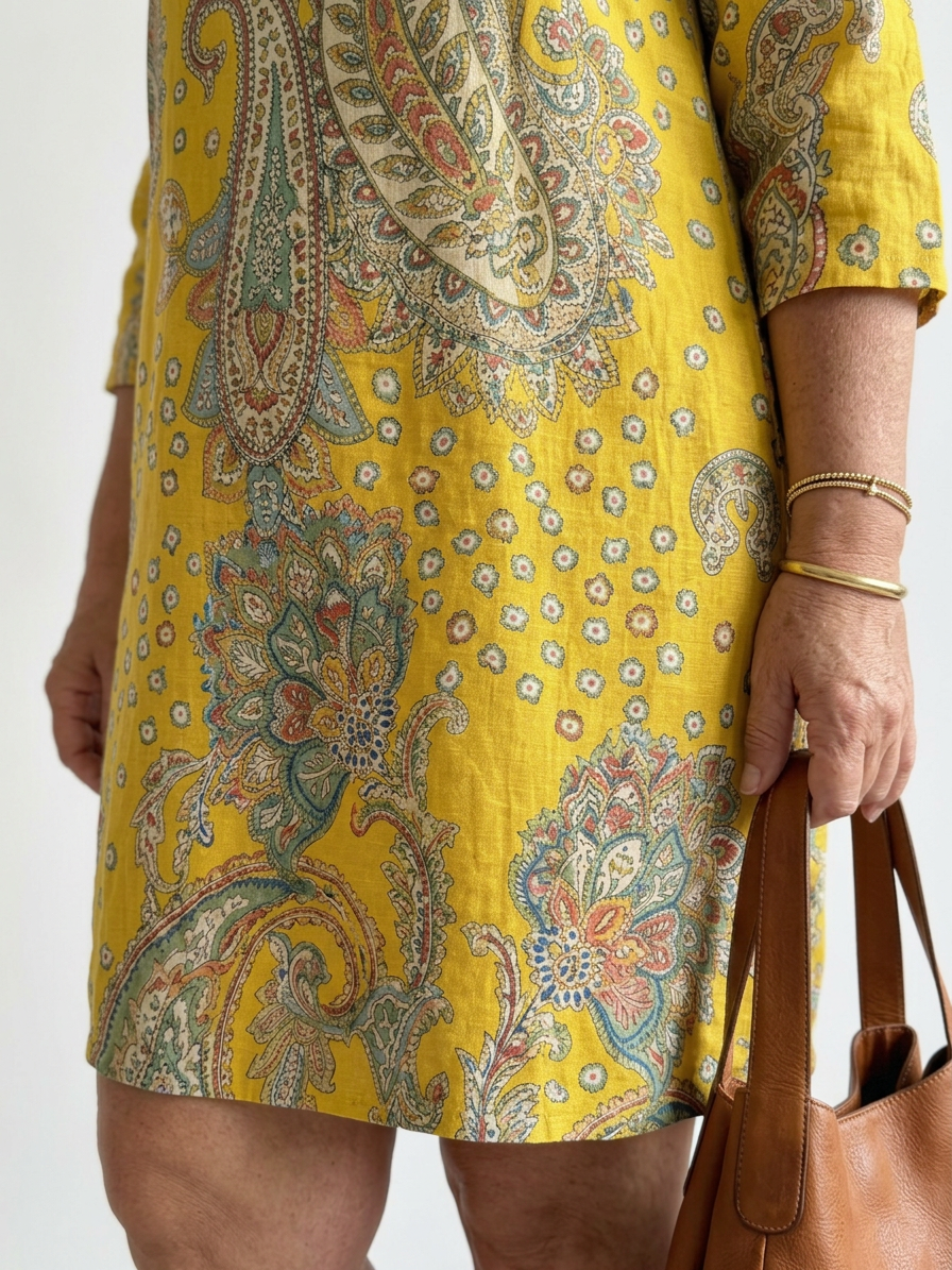 Sloane Paisley V-Neck Midi Dress – view 3