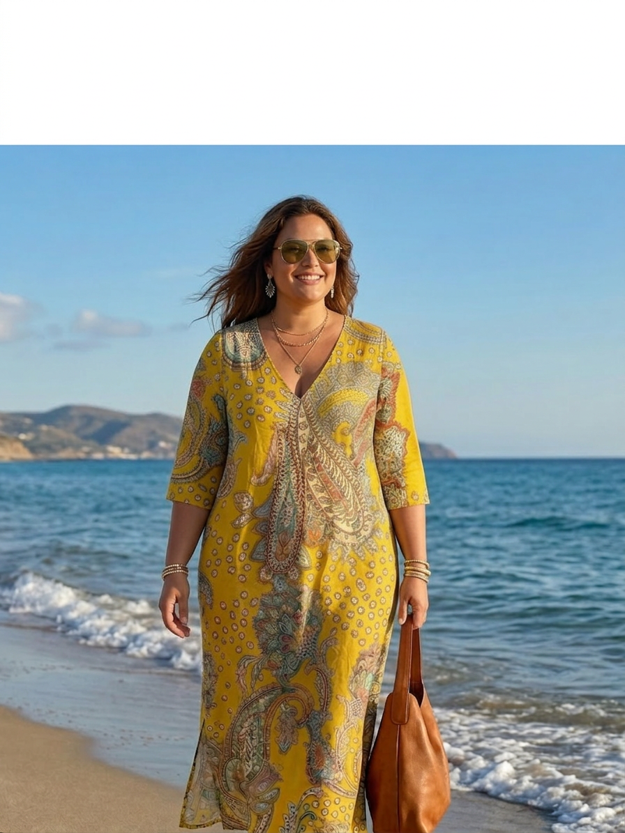 Sloane Paisley V-Neck Midi Dress – view 4