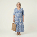 Sonia Damask V-Neck Midi Dress