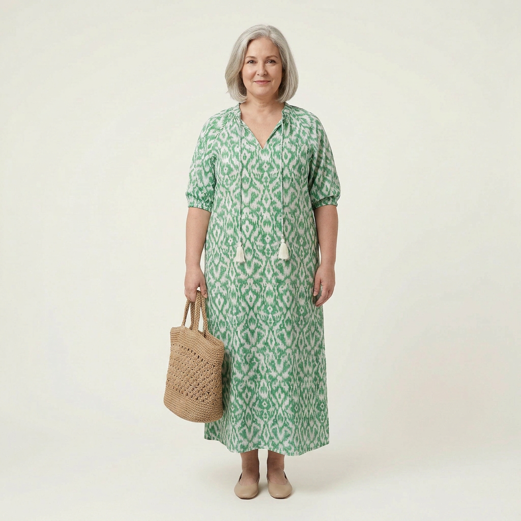 Sonia Damask V-Neck Midi Dress – view 2