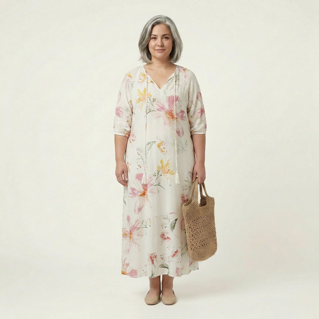Sonia Damask V-Neck Midi Dress – view 4