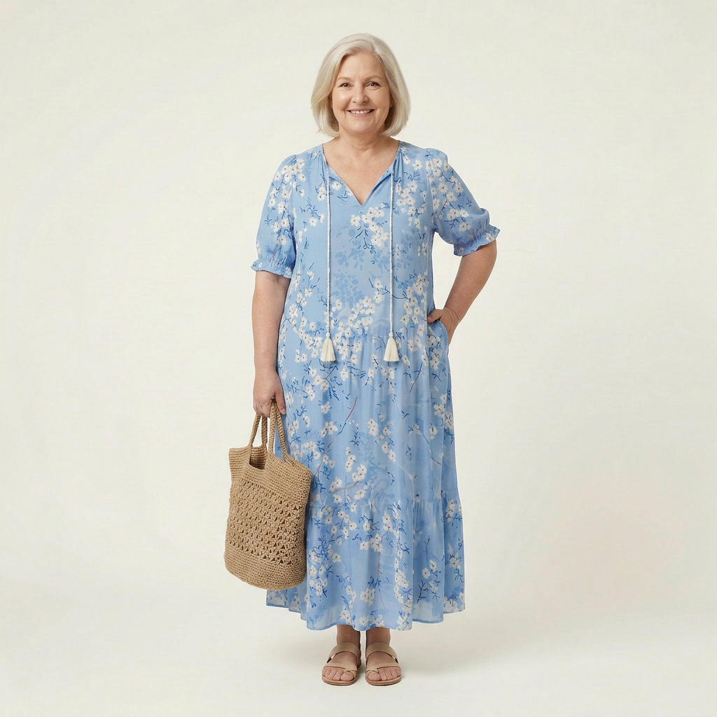 Sonia Damask V-Neck Midi Dress – view 5