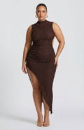Sophia Mock Neck High-Low Maxi Dress