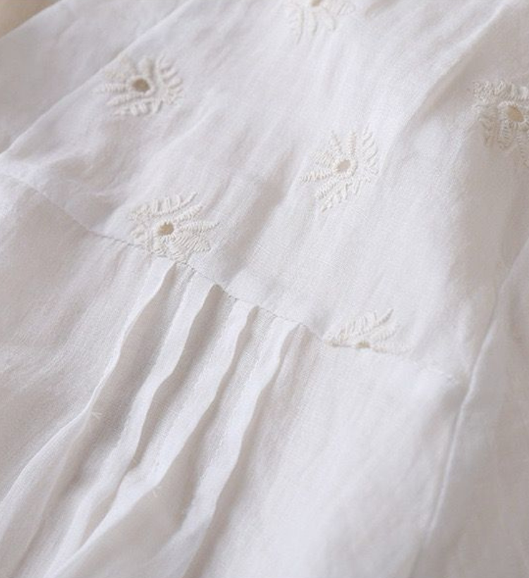 Sophie Cotton Embroidered V-Neck Blouse – view 5