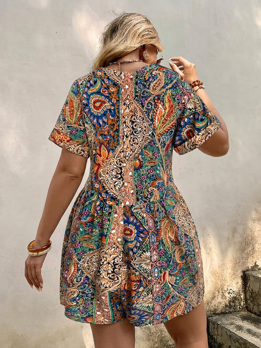Stacy Paisley V-Neck Romper – view 2