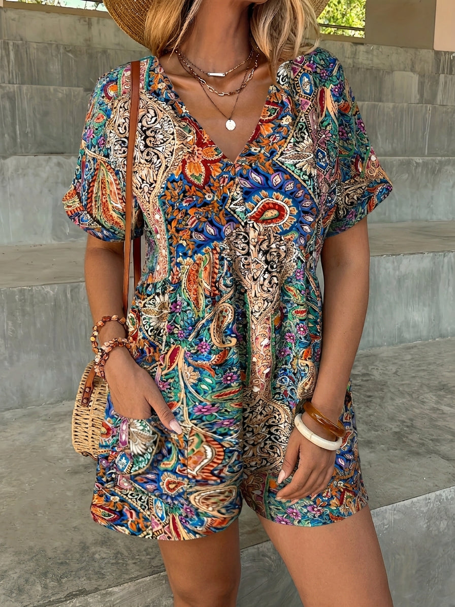 Tara Paisley V-Neck Romper
