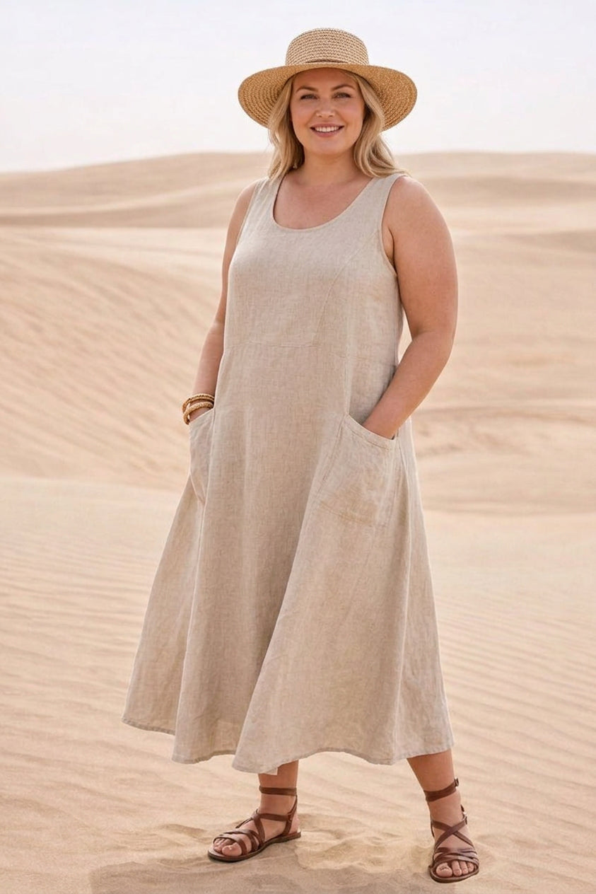 Tessa Denim Round Neck Midi Dress – view 8