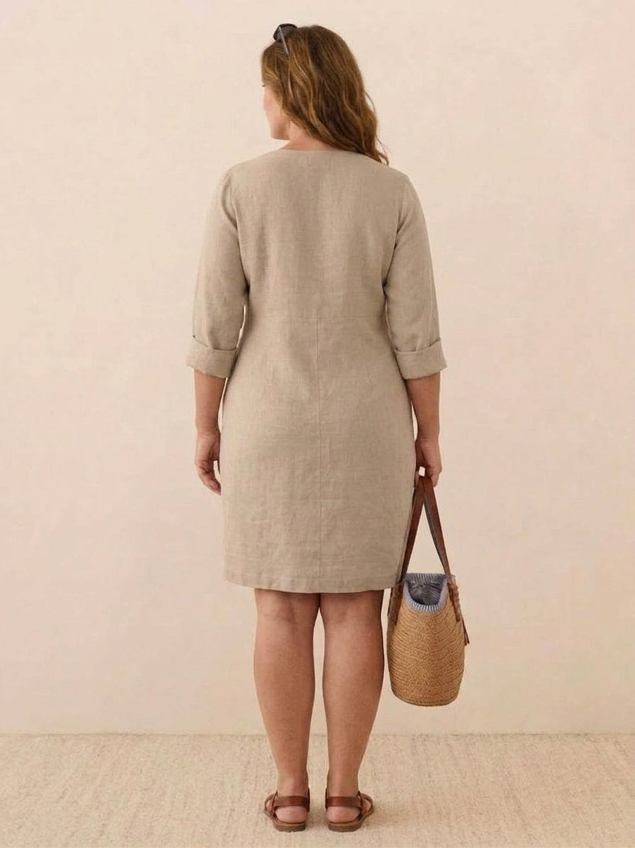 Katie | Denim Round Neck Knee-Length Dress
