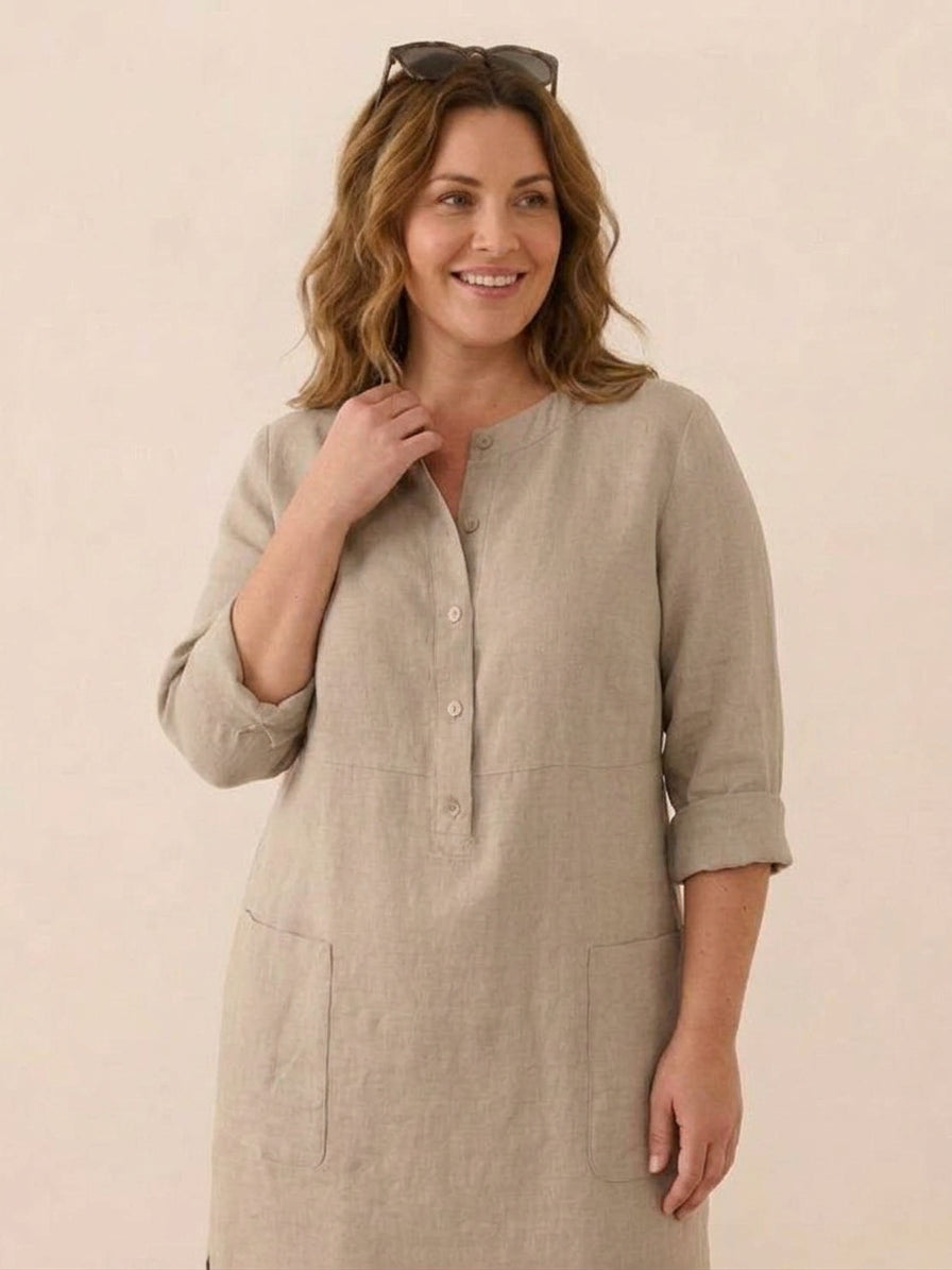 Katie | Denim Round Neck Knee-Length Dress