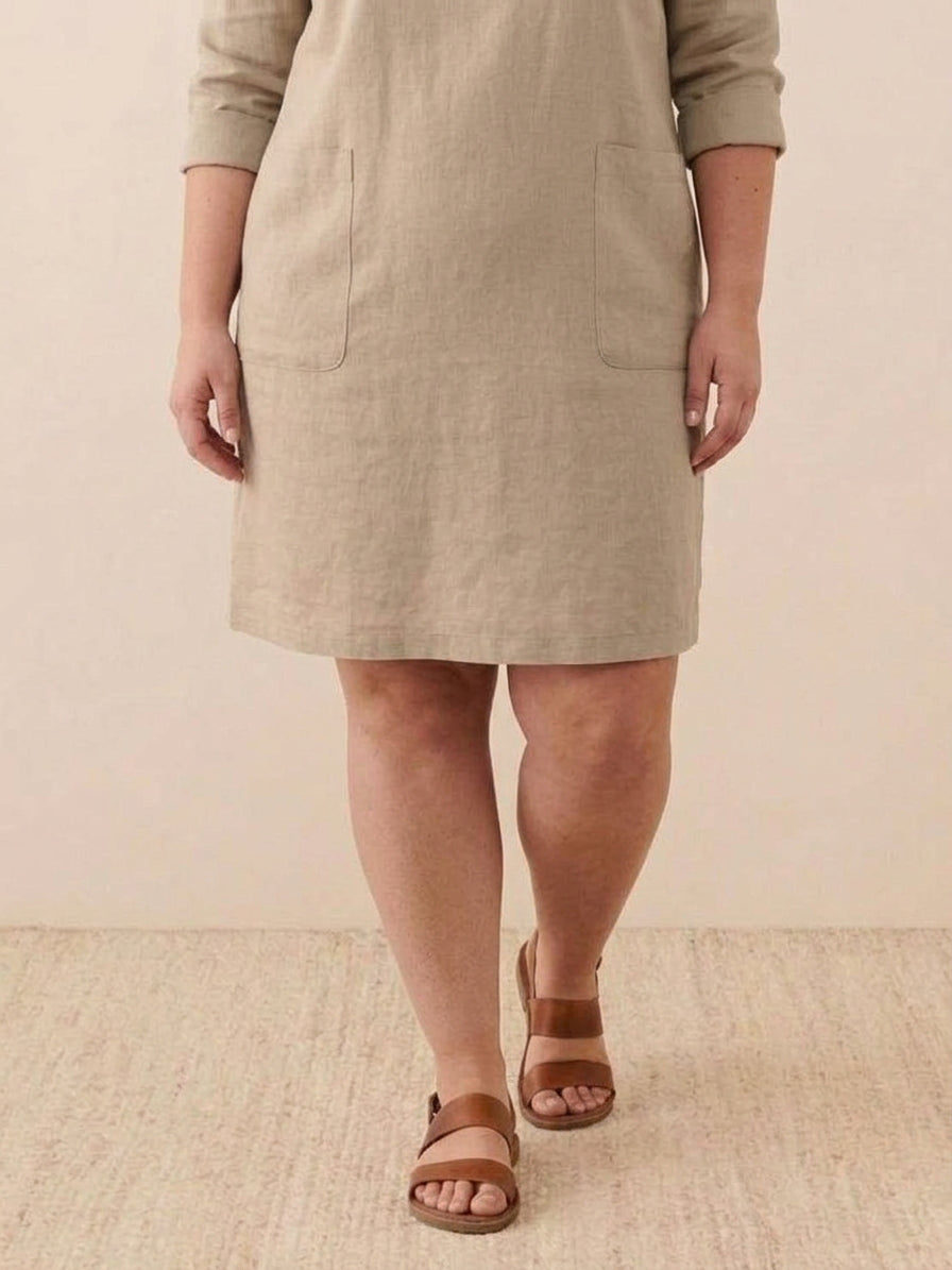 Katie | Denim Round Neck Knee-Length Dress