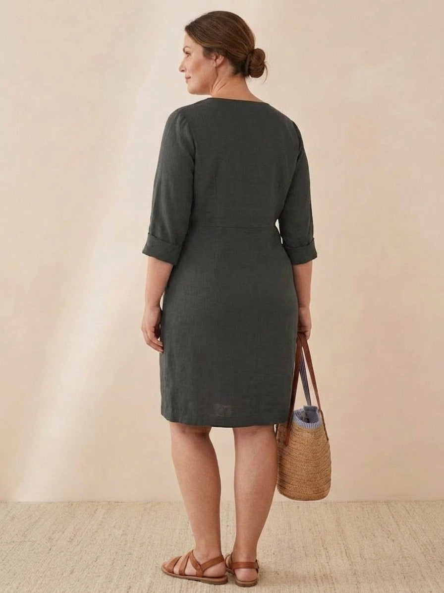 Katie | Denim Round Neck Knee-Length Dress