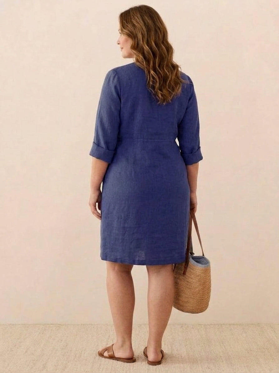 Katie | Denim Round Neck Knee-Length Dress