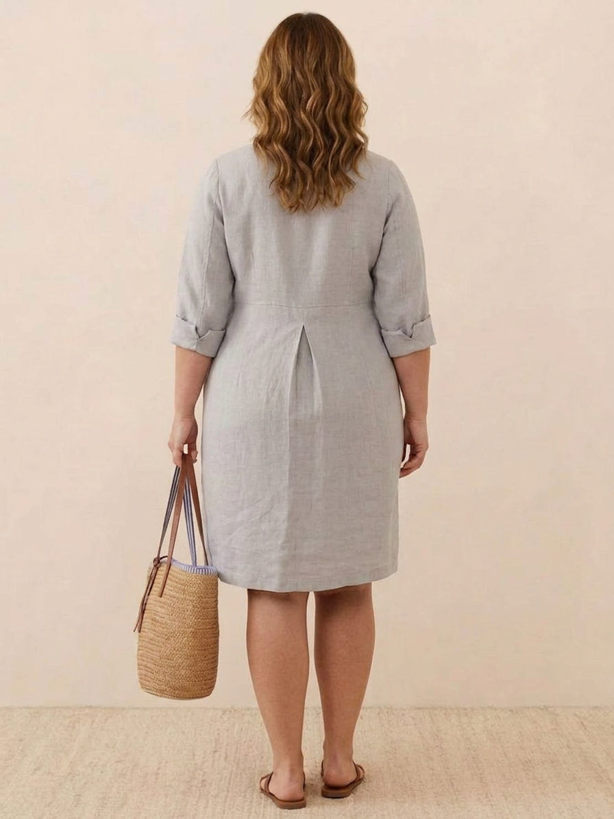 Katie | Denim Round Neck Knee-Length Dress