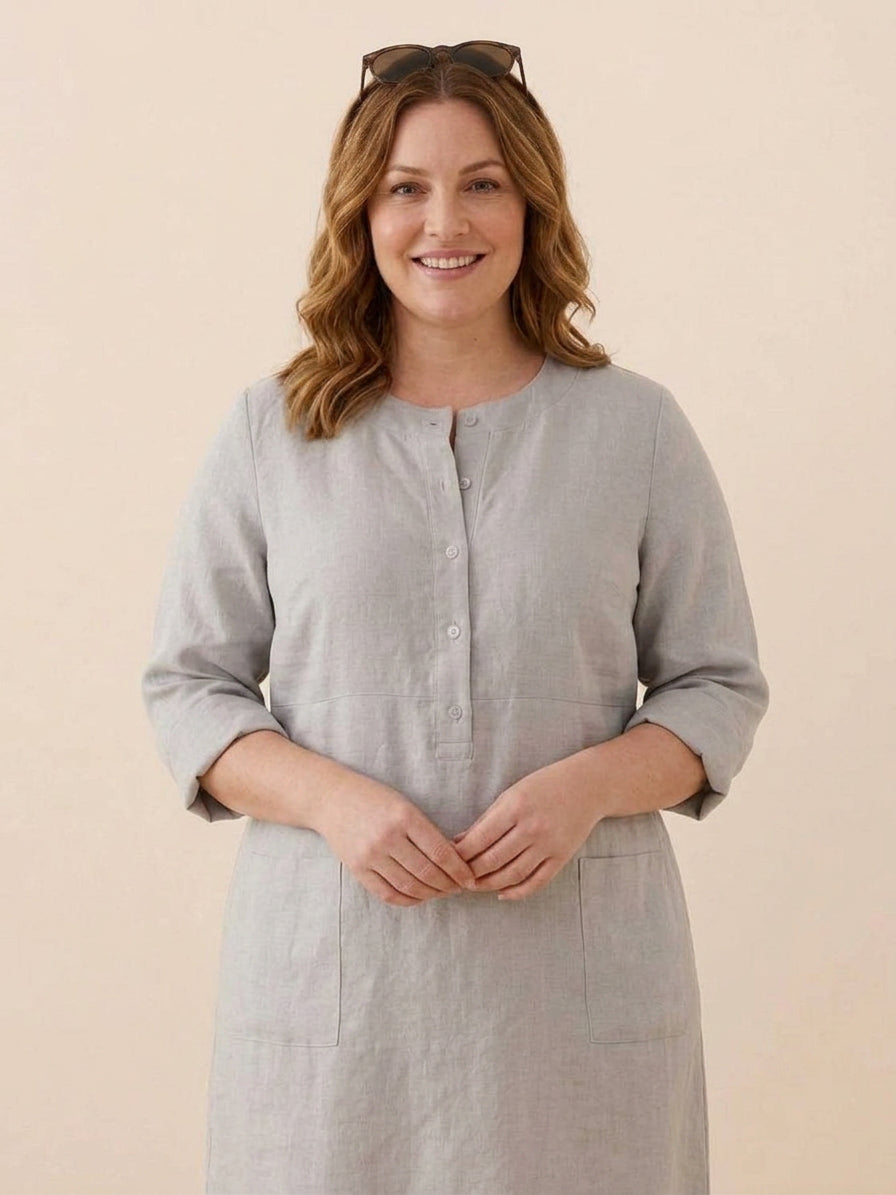 Katie | Denim Round Neck Knee-Length Dress